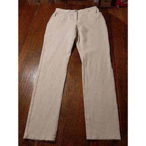 Size 4 Chicos Sz 0 So Slimming Cream Elastic Waist Pants with Pockets Belt Loops